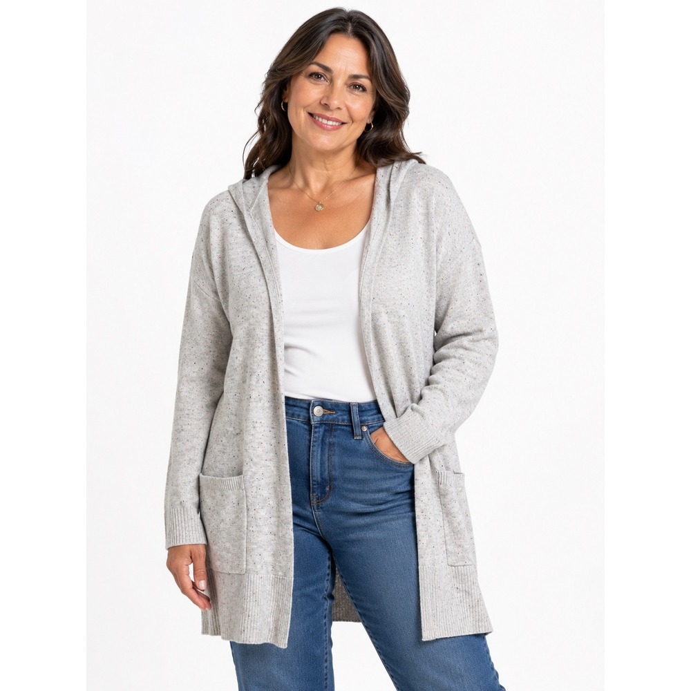 United States Sweaters Grey Confetti Hooded Open Front Cardigan S Loungewear